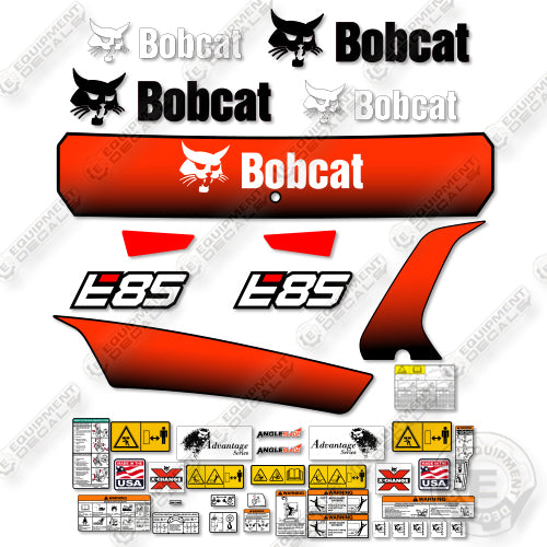 Fits Bobcat E85 Decal Kit Excavator - New Style