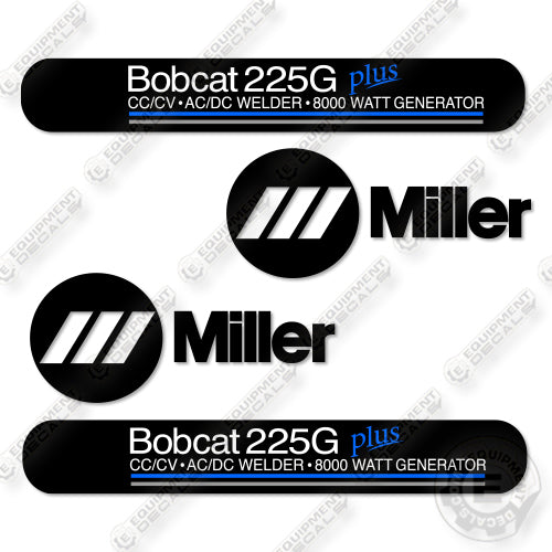 Bobcat Miller 225G Plus Decal Kit Welder -Custom Black- Aftermarket Kit