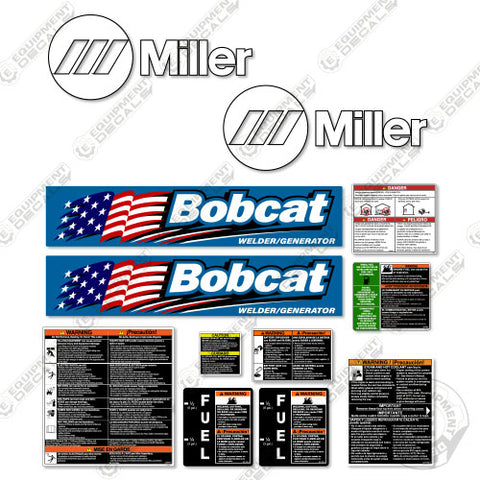 Fits Bobcat Miller 250 Decal Kit Generator Welder (DIESEL VERSION)