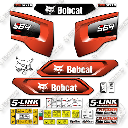 Bobcat S64 Decal Kit Skid Steer - Aftermarket Kit