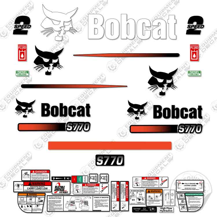 Fits Bobcat S-770 Decal Kit Skid Steer M-1 Alternative Rear Decal