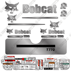Fits Bobcat T-770 Compact Track Loader Decal Kit (Straight Stripes) CUSTOM SILVER