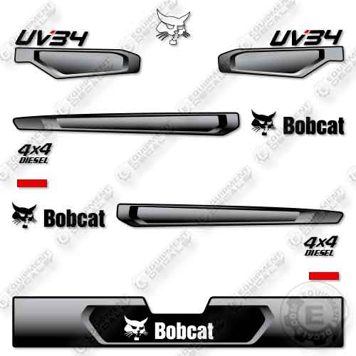 Fits Bobcat UV34 DIESEL 4x4 Decal Kit Utility Vehicle- CUSTOM BLACK!