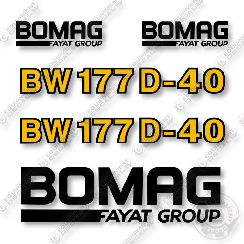 Bomag BW177D-40 Decal Kit Smooth Drum Roller - Aftermarket Kit