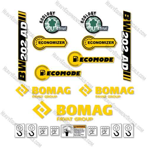 Fits Bomag BW202AD-5 Roller Decal Kit