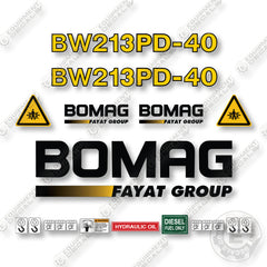 Bomag BW213PD-40 Decal Kit Smooth Drum Roller - Aftermarket Kit