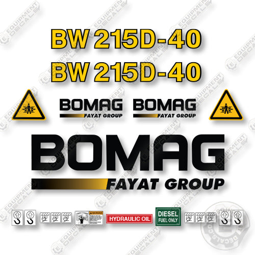 Bomag BW215D-40 Decal Kit Smooth Drum Roller - Aftermarket Kit