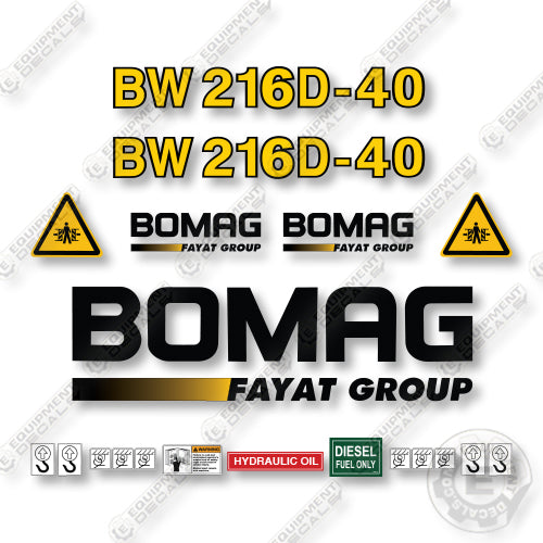 Bomag BW216D-40 Decal Kit Smooth Drum Roller - Aftermarket Kit
