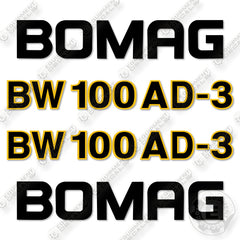 Fits Bomag BW100AD-3 Style 2 Decal Kit Smooth Drum Compactor