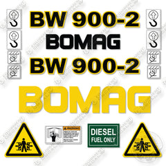 Bomag BW900-2 Decal Kit Smooth Drum Roller- Aftermarket Kit