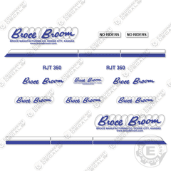 Fits Broce RJT350 Decal Kit Front Broom Sweeper