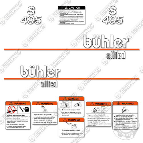 Fits Buhler Allied S495 Decal Kit Front End Loader