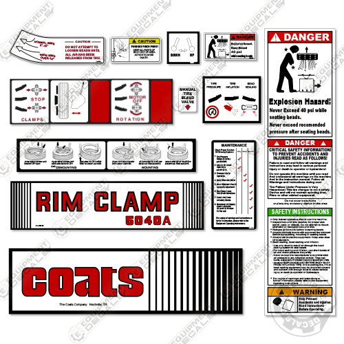 Fits Coats 5040A Decal Kit Rim Clamp