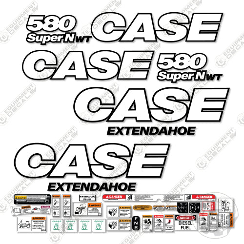 Case 580 SuperN WT Decal Kit Backhoe Loader - New Style - Aftermarket Kit