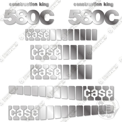Fits Case 580C Decal Kit Backhoe - CUSTOM SILVER