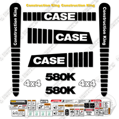 Fits Case 580K Decal Kit Backhoe (Black Version)
