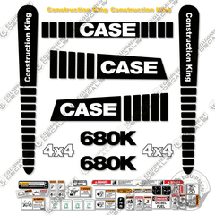 Fits Case 680K Decal Kit Backhoe (Black Version)