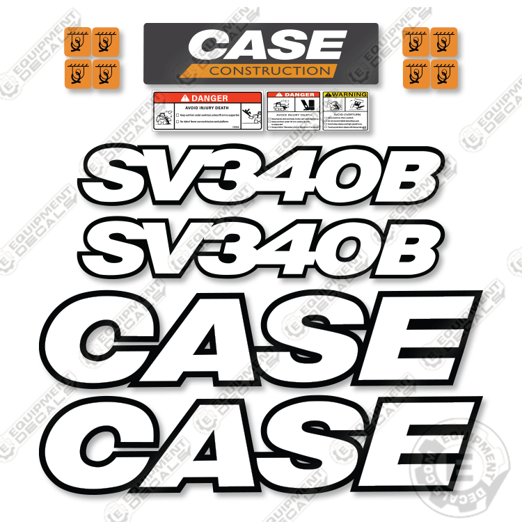 Fits Case SV340B Decal Kit Skid Steer Loader - 3M REFLECTIVE VINYL!