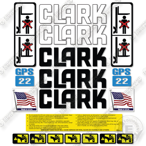 Fits Clark GPS22 Decal Kit Forklift