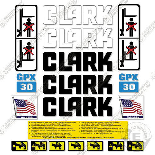 Fits Clark Forklift Decal Kit GPX30