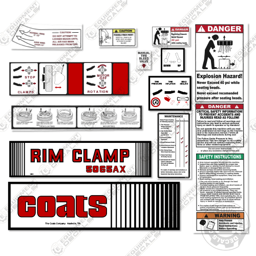 Fits Coats 5065AX Decal Kit Rim Clamp