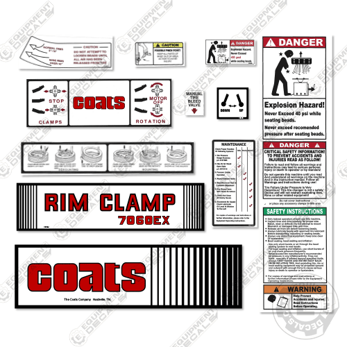 Fits Coats 7060EX Decal Kit Rim Clamp