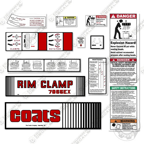 Fits Coats 7065EX Decal Kit Rim Clamp