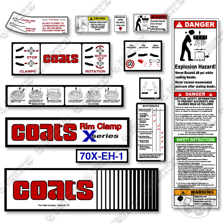 Fits Coats 70X-EH-1 Decal Kit Rim Clamp