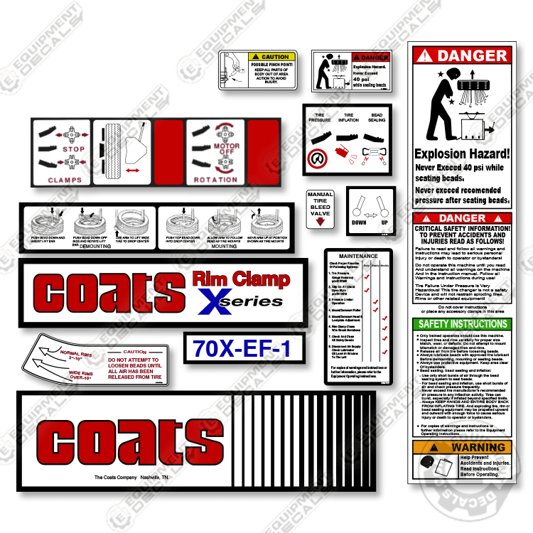 Fits Coats 70X-EF-1 Decal Kit Rim Clamp