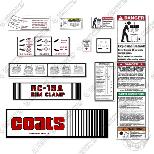 Fits Coats RC-15A Decal Kit Rim Clamp