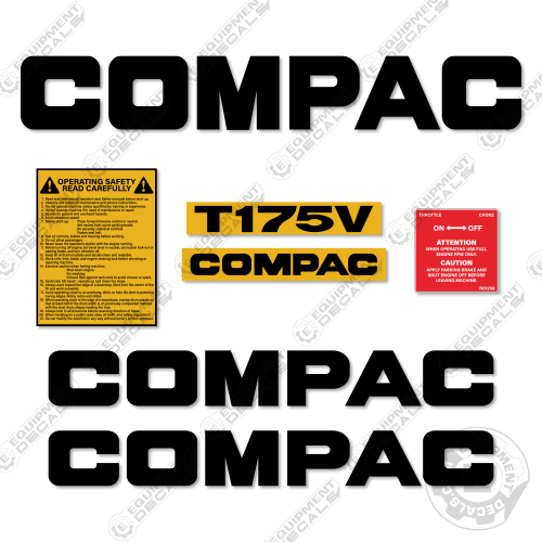 Fits Compac T175V Decal Kit Roller – Equipment Decals