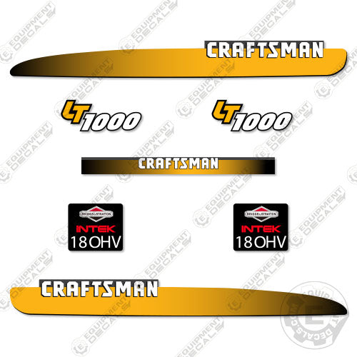 Fits Craftsman LT1000 Decal Kit Mower - YELLOW