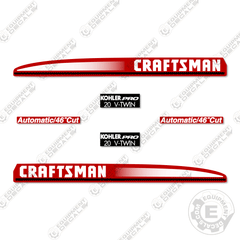 Fits Craftsman Kohler Pro 20HP V-Twin Decal Kit Mower - RED VERSION