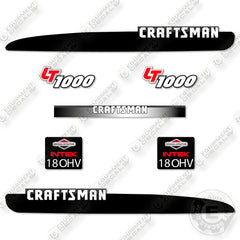 Fits Craftsman LT1000 Decal Kit Mower - BLACK!