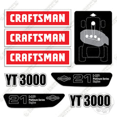 Fits Craftsman YT3000 Decal Kit Mower