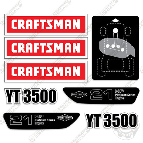 Fits Craftsman YT3500 Decal Kit Mower