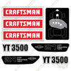 Image of Fits Craftsman YT3500 Decal Kit Mower