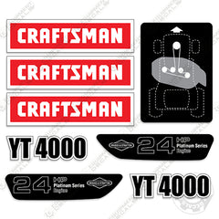 Fits Craftsman YT4000 Decal Kit Mower