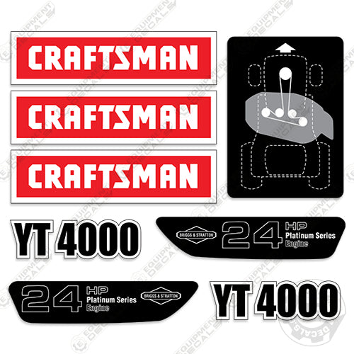 Fits Craftsman YT4000 Decal Kit Mower – Equipment Decals