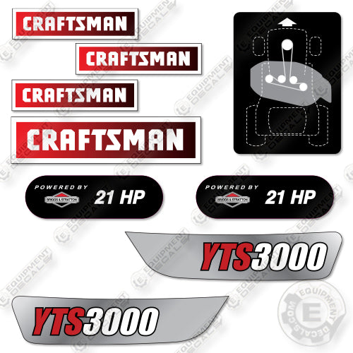 Fits Craftsman YTS3000 Decal Kit Lawn Tractor