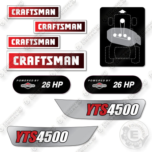 Fits Craftsman YTS4500 Decal Kit Lawn Tractor