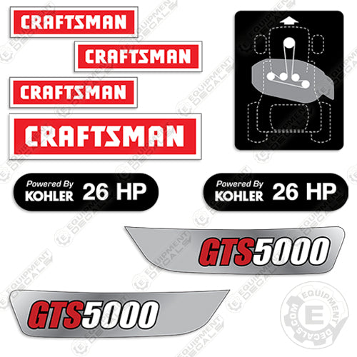 Fits Craftsman GTS5000 Decal Kit Mower