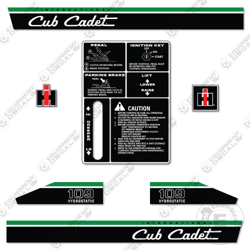 Fits Cub Cadet 109 Hydrostatic Decal Kit Riding Mower