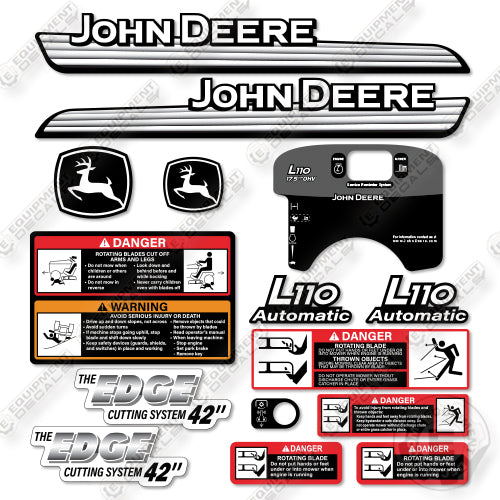John Deere L110 Decal Kit Riding Mower - CUSTOM WHITE!