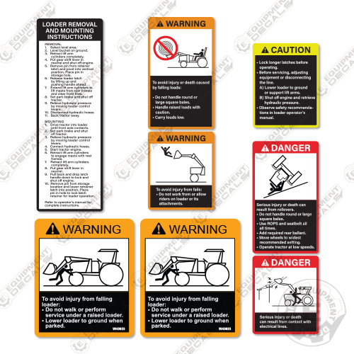 John Deere Loader attachment Warning Decals – Equipment Decals