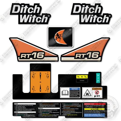 Fits Ditch Witch RT16 Decal Kit Trencher