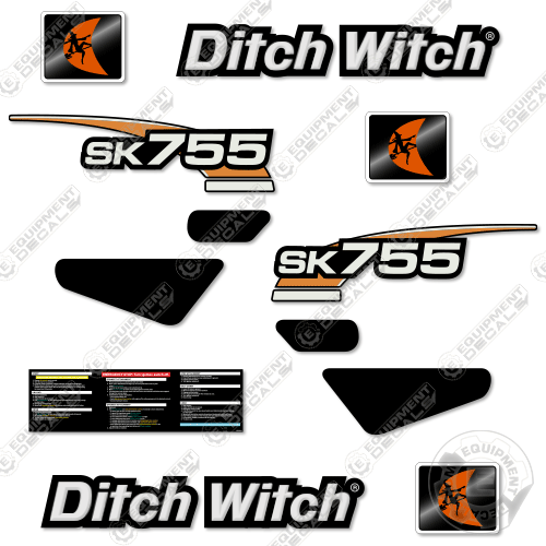 Fits Ditch Witch SK755 Decal Kit Standing Skid Steer