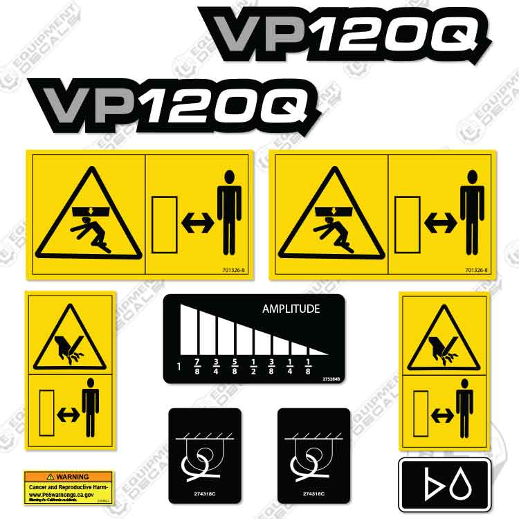 Fits Ditch Witch VP120Q Decal Kit Vibratory Plow