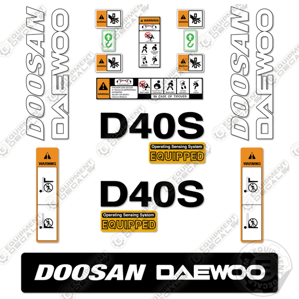 Daewoo Sticker Design Fits Doosan Daewoo D40S-2 Decal Kit Forklift – Equipment Decals