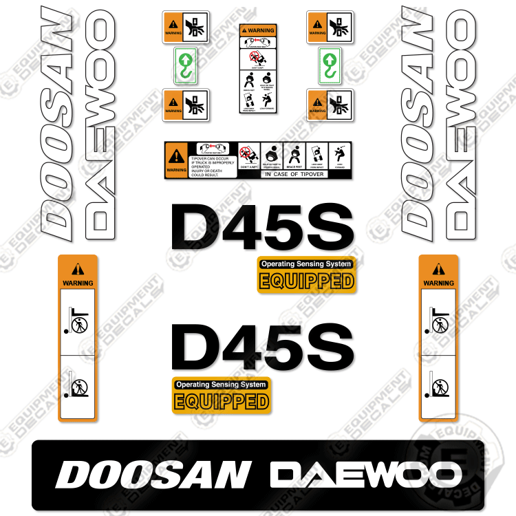 Fits Doosan Daewoo D45S-2 Decal Kit Forklift